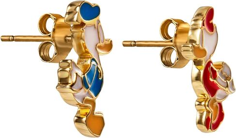Disney Mismatched Donald Duck And Daisy Duck Earrings Official License, 18k Gold Flash-Plated Sterling Silver Stud Earrings in Saudi Arabia