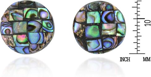 AeraVida Classic Button Vibrant Abalone Shell Round Circle Stud Earrings | Abalone Shell Round Stud Earrings | Circle Button Earrings | Green Jewelry for Women in Saudi Arabia