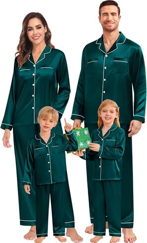 SWOMOG Family Matching Pajamas Set Christmas Pajamas Long Sleeve Button Down Pj Set 2Pcs Festival Party Sleepwear in Saudi Arabia