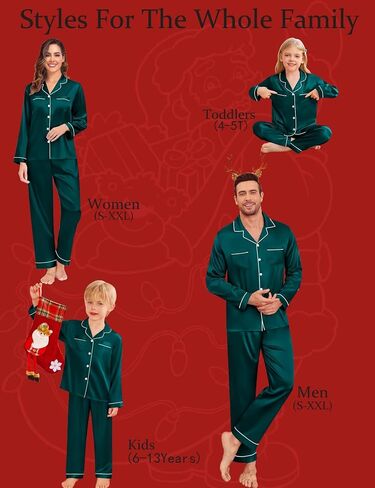 SWOMOG Family Matching Pajamas Set Christmas Pajamas Long Sleeve Button Down Pj Set 2Pcs Festival Party Sleepwear in Saudi Arabia