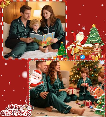 SWOMOG Family Matching Pajamas Set Christmas Pajamas Long Sleeve Button Down Pj Set 2Pcs Festival Party Sleepwear in Saudi Arabia