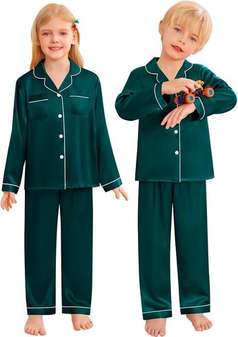 SWOMOG Family Matching Pajamas Set Christmas Pajamas Long Sleeve Button Down Pj Set 2Pcs Festival Party Sleepwear in Saudi Arabia