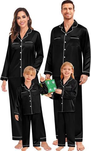 SWOMOG Family Matching Pajamas Set Christmas Pajamas Long Sleeve Button Down Pj Set 2Pcs Festival Party Sleepwear in Saudi Arabia
