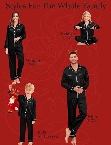 SWOMOG Family Matching Pajamas Set Christmas Pajamas Long Sleeve Button Down Pj Set 2Pcs Festival Party Sleepwear in Saudi Arabia