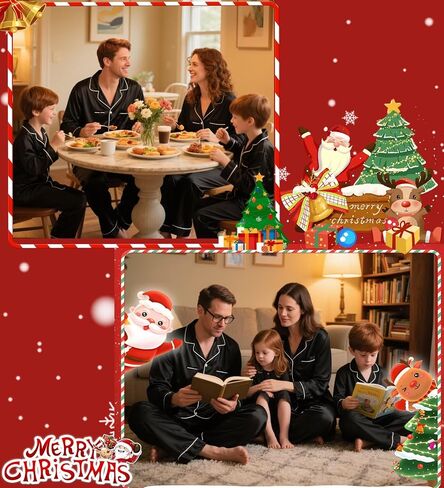 SWOMOG Family Matching Pajamas Set Christmas Pajamas Long Sleeve Button Down Pj Set 2Pcs Festival Party Sleepwear in Saudi Arabia