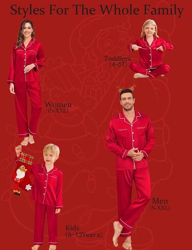SWOMOG Family Matching Pajamas Set Christmas Pajamas Long Sleeve Button Down Pj Set 2Pcs Festival Party Sleepwear in Saudi Arabia