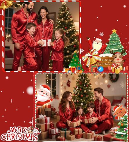 SWOMOG Family Matching Pajamas Set Christmas Pajamas Long Sleeve Button Down Pj Set 2Pcs Festival Party Sleepwear in Saudi Arabia