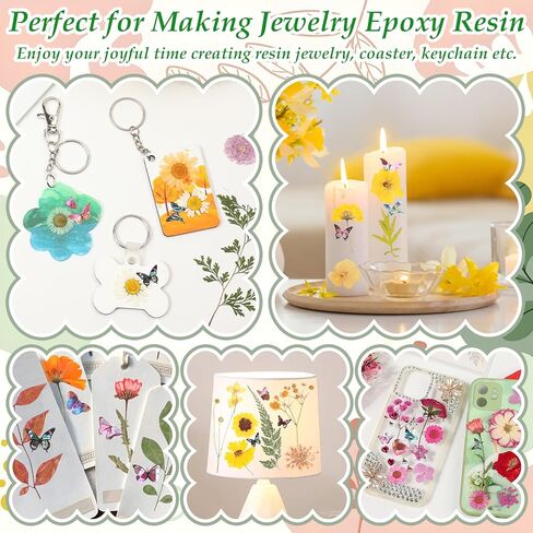Real Dried Pressed Flowers for Crafts, 100+ PCS Fall Dried Flowers Leaves Nature Flowers Florals Set with Tweezer for Resin Jewelry Making Thanksgiving DIY Candle Scrapbooking Gift (Orange, Yellow) in Kuwait