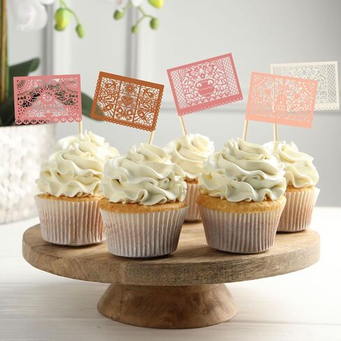 Epakh 60 جهاز كمبيوتر شخصى صغير Papel Picado Dia De Muertos راية كعكة توبر الملونة المكسيكية كعكة توبر يوم الموتى راية كعكة توبر عيد ميلاد سعيد كب كيك العلم لكعكة يوم الموتى الديكور in Saudi Arabia