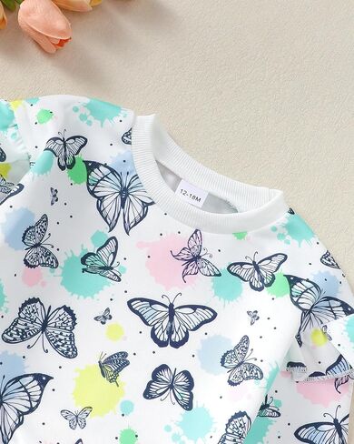 Renotemy Toddler Baby Girls Clothes Infant Girl Outfits Ruffle Sleeve Tops Pants Clothing Sets for Girls in Kuwait