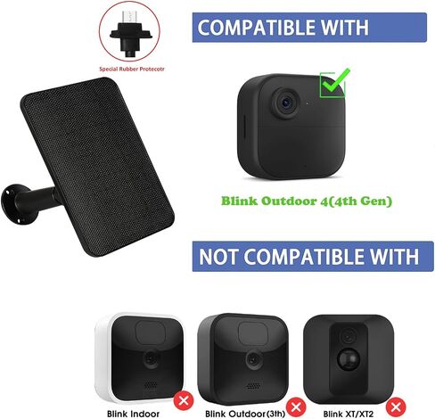 6W Solar Panel Charger for Blink Outdoor 4 (4th Gen), Solar Panel with 13.1ft Waterproof Charging Cable, Waterproof Rubber Plug, 360°Adjustable Mount and Micro USB and Type-C Port (for Blink 4-2PC) in Saudi Arabia