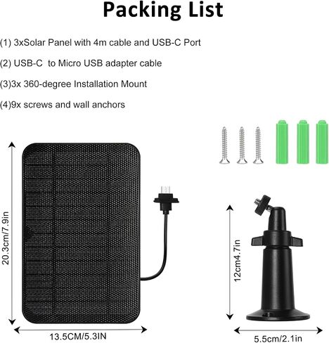 6W Solar Panel Charger for Blink Outdoor 4 (4th Gen), Solar Panel with 13.1ft Waterproof Charging Cable, Waterproof Rubber Plug, 360°Adjustable Mount and Micro USB and Type-C Port (for Blink 4-2PC) in Saudi Arabia