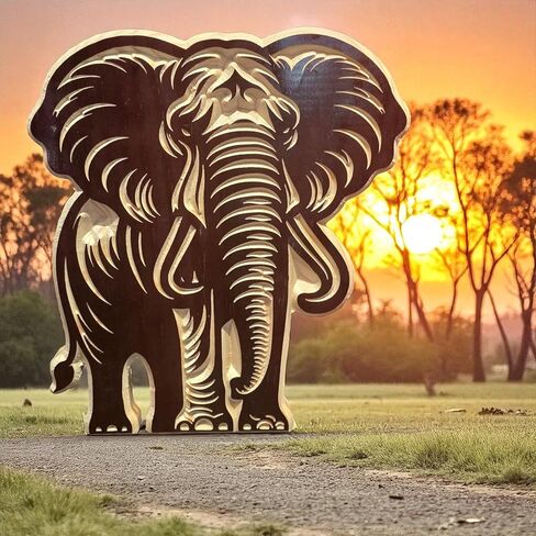 Wooden Elephant Carving Wall Art – Black Cherry Pinewood Elephant Decor Sign for Home & Office | Animal-Themed Wildlife Sculpture | Nature-Inspired Gift | US To Future in Saudi Arabia