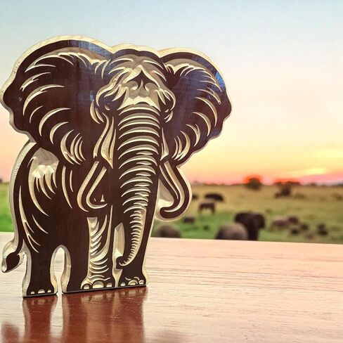 Wooden Elephant Carving Wall Art – Black Cherry Pinewood Elephant Decor Sign for Home & Office | Animal-Themed Wildlife Sculpture | Nature-Inspired Gift | US To Future in Saudi Arabia