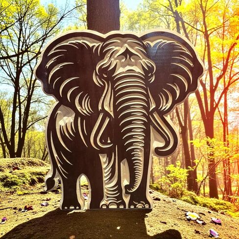 Wooden Elephant Carving Wall Art – Black Cherry Pinewood Elephant Decor Sign for Home & Office | Animal-Themed Wildlife Sculpture | Nature-Inspired Gift | US To Future in Saudi Arabia