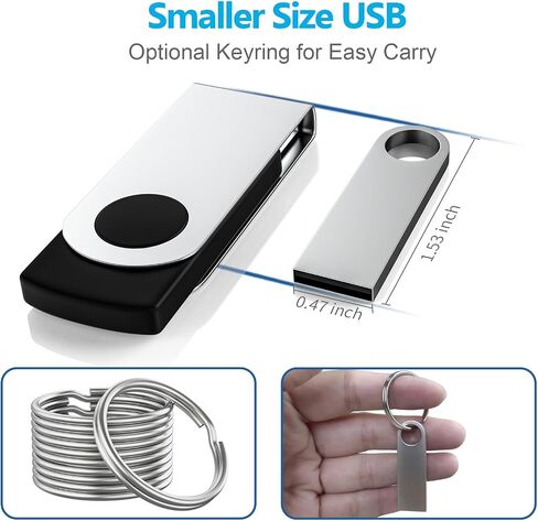 ABLAZE 8GB Flash Drive 10 Pack, Metal USB 2.0 Thumb Drives with Keychains | Sleek and Small, USB Memory Stick for Data Storage, USB Sticks Pendrives, Sliver in Kuwait