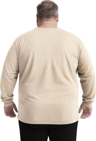 قمصان Derminpro للرجال كبيرة وطويلة من القطن خفيفة الوزن وأكمام طويلة من Henley تي شيرت ناعم كاجوال بأزرار in Kuwait