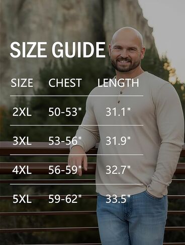 قمصان Derminpro للرجال كبيرة وطويلة من القطن خفيفة الوزن وأكمام طويلة من Henley تي شيرت ناعم كاجوال بأزرار in Kuwait