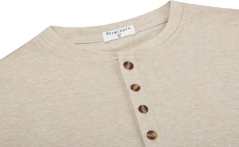 قمصان Derminpro للرجال كبيرة وطويلة من القطن خفيفة الوزن وأكمام طويلة من Henley تي شيرت ناعم كاجوال بأزرار in Kuwait
