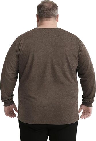 قمصان Derminpro للرجال كبيرة وطويلة من القطن خفيفة الوزن وأكمام طويلة من Henley تي شيرت ناعم كاجوال بأزرار in Kuwait