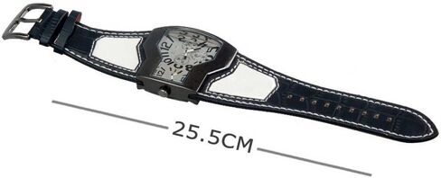 ShoppeWatch Unique Mens Watch Large Dial Dual Time Display | Big Face Watch for Men | Quartz Movement Leather Band | Oversize Dress Watch in Saudi Arabia