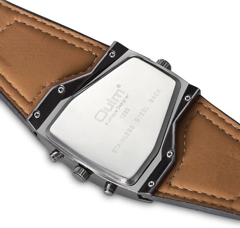ShoppeWatch Unique Mens Watch Large Dial Dual Time Display | Big Face Watch for Men | Quartz Movement Leather Band | Oversize Dress Watch in Saudi Arabia