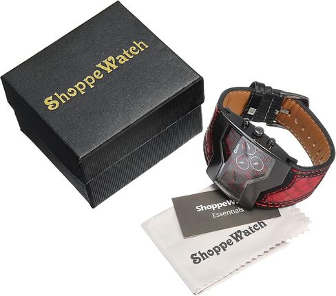 ShoppeWatch Unique Mens Watch Large Dial Dual Time Display | Big Face Watch for Men | Quartz Movement Leather Band | Oversize Dress Watch in Saudi Arabia