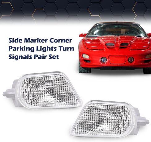 PIT66 Front Side Marker Turn Signal Light, Compatible with Pontiac Firebird 1998-2002 Corner Parking Lights Turn Signals Left Driver And Right Passenger Side Clear Lens Halogen in Saudi Arabia