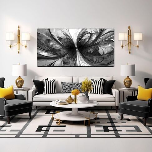 Abstract Wall Art for Living Room Black and White Pictures Wall Art Bedroom,Home Office Wall Decor 20 x 40 Inch in Saudi Arabia