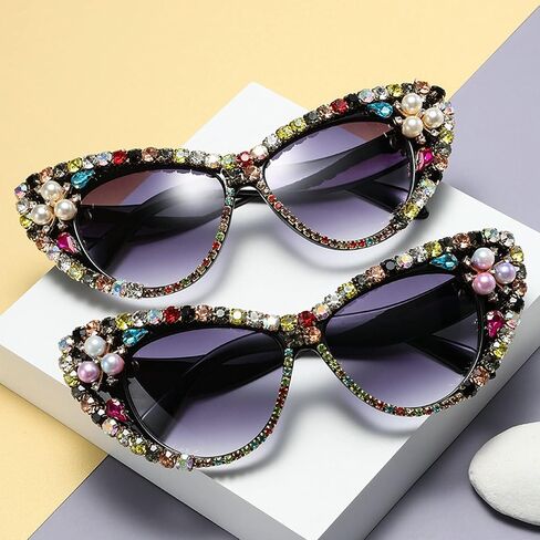 Cat Eye Diamond Sunglasses Women 2020 Oversized Punk Sun Glasses Crystal Vintage Rhinestone Glasses Eyewear UV400 in Saudi Arabia