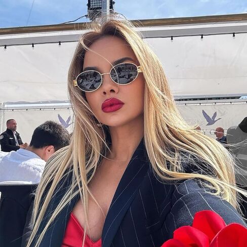 Retro Oval Sunglasses for Women Men Fashion Oval Metal Sun Glasses 90s Vintage Shades in Saudi Arabia