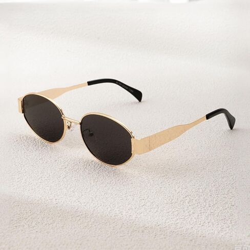 Retro Oval Sunglasses for Women Men Fashion Oval Metal Sun Glasses 90s Vintage Shades in Saudi Arabia