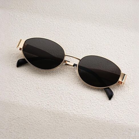 Retro Oval Sunglasses for Women Men Fashion Oval Metal Sun Glasses 90s Vintage Shades in Saudi Arabia