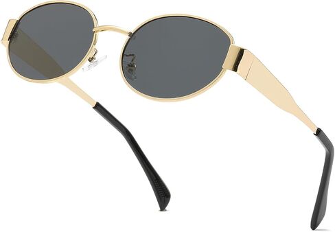 Retro Oval Sunglasses for Women Men Fashion Oval Metal Sun Glasses 90s Vintage Shades in Saudi Arabia