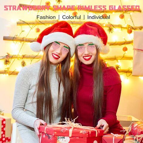Rimless Strawberry Shape Sunglasses for Women Men Party Halloween Christmas Cosplay Glasses Prom Accessories in Kuwait