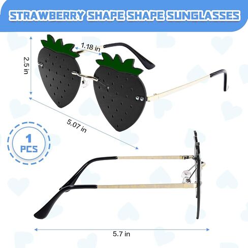 Rimless Strawberry Shape Sunglasses for Women Men Party Halloween Christmas Cosplay Glasses Prom Accessories in Kuwait