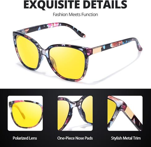 HASFOX Night Vision Driving Glasses for Women Men, Yellow Anti Glare Polarized Cateye Night Time Glasses UV Protection H8093 in Kuwait
