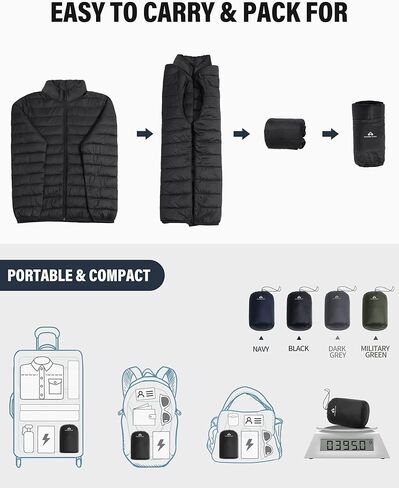 Pioneer Camp Mens Lightweight Packable Puffer Jacket Winter Insulated Puffy Coat Water Repellent Warm Quilted Jackets Travel in Kuwait