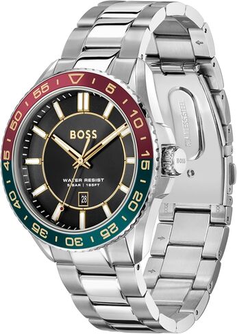 ساعة BOSS Runner كوارتز 3H للرجال، ستانلس ستيل، مقاومة للماء حتى عمق 5ATM/50 متر - ساعة رياضية وعصرية - هدية له، 44 ملم in Saudi Arabia