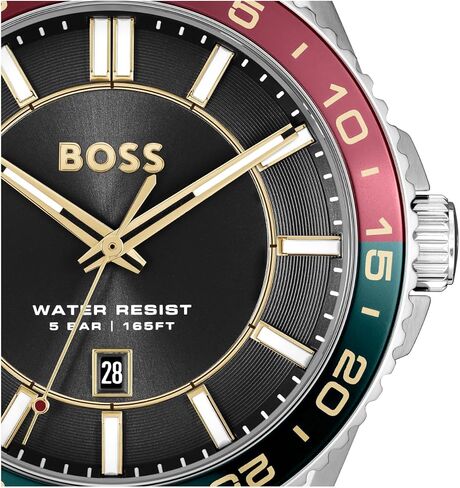 ساعة BOSS Runner كوارتز 3H للرجال، ستانلس ستيل، مقاومة للماء حتى عمق 5ATM/50 متر - ساعة رياضية وعصرية - هدية له، 44 ملم in Saudi Arabia
