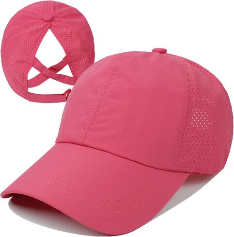 Womens Criss Cross Baseball Cap Adjustable High Messy Bun Ponycap Quick Dry Ponytail Hat Outdoor Running Sports Hats Dad Hat in Saudi Arabia
