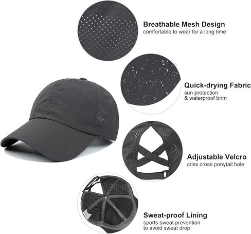 Womens Criss Cross Baseball Cap Adjustable High Messy Bun Ponycap Quick Dry Ponytail Hat Outdoor Running Sports Hats Dad Hat in Saudi Arabia