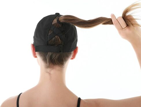 المرأة كريسس الصليب قبعة بيسبول قابل للتعديل عالية فوضوي كعكة Ponycap سريعة الجافة ذيل حصان قبعة في الهواء الطلق تشغيل القبعات الرياضية أبي قبعة in Kuwait