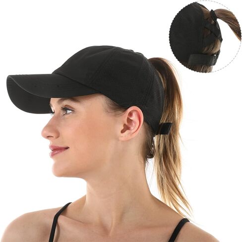 المرأة كريسس الصليب قبعة بيسبول قابل للتعديل عالية فوضوي كعكة Ponycap سريعة الجافة ذيل حصان قبعة في الهواء الطلق تشغيل القبعات الرياضية أبي قبعة in Kuwait