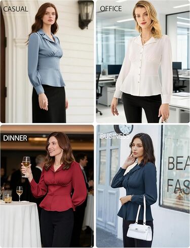 GRACE KARIN Button Down Shirts for Women Fall Peplum Tops Long Sleeve Work Blouse Collared Shirt Dressy Top in Saudi Arabia