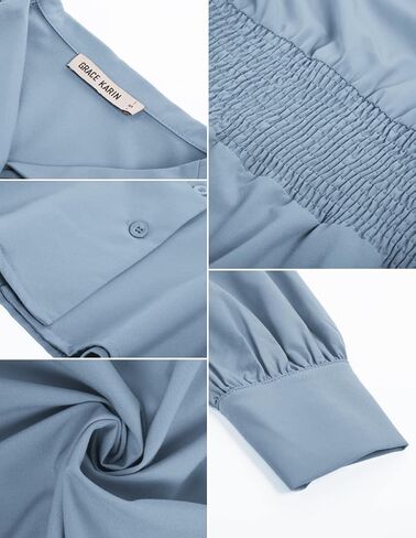 GRACE KARIN Button Down Shirts for Women Fall Peplum Tops Long Sleeve Work Blouse Collared Shirt Dressy Top in Saudi Arabia