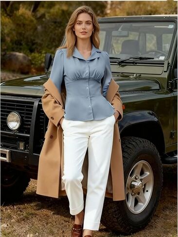 GRACE KARIN Button Down Shirts for Women Fall Peplum Tops Long Sleeve Work Blouse Collared Shirt Dressy Top in Saudi Arabia