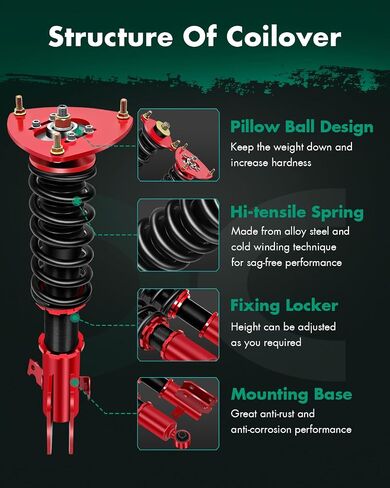 SCITOO Coilover Suspensions Shock Struts Kits Assembly Shocks Struts fit for 2005-2009 for Subaru Legacy - Red in Saudi Arabia