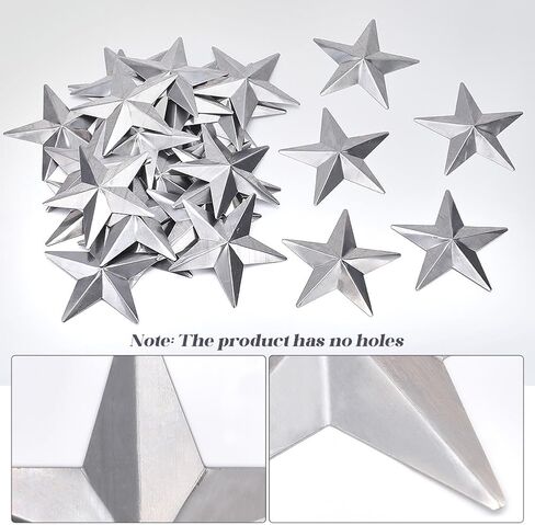 GORGECRAFT 30PCS 3 Inch Galvanized Metal Stars Vintage Rustic Silver Primitive Stars Three Dimensional Christmas Tree Patriotic Ornament for Crafts Independence Day Hanging Wall Holiday Wreath Decor in Saudi Arabia