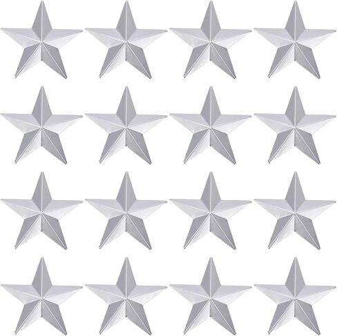 GORGECRAFT 30PCS 3 Inch Galvanized Metal Stars Vintage Rustic Silver Primitive Stars Three Dimensional Christmas Tree Patriotic Ornament for Crafts Independence Day Hanging Wall Holiday Wreath Decor in Saudi Arabia